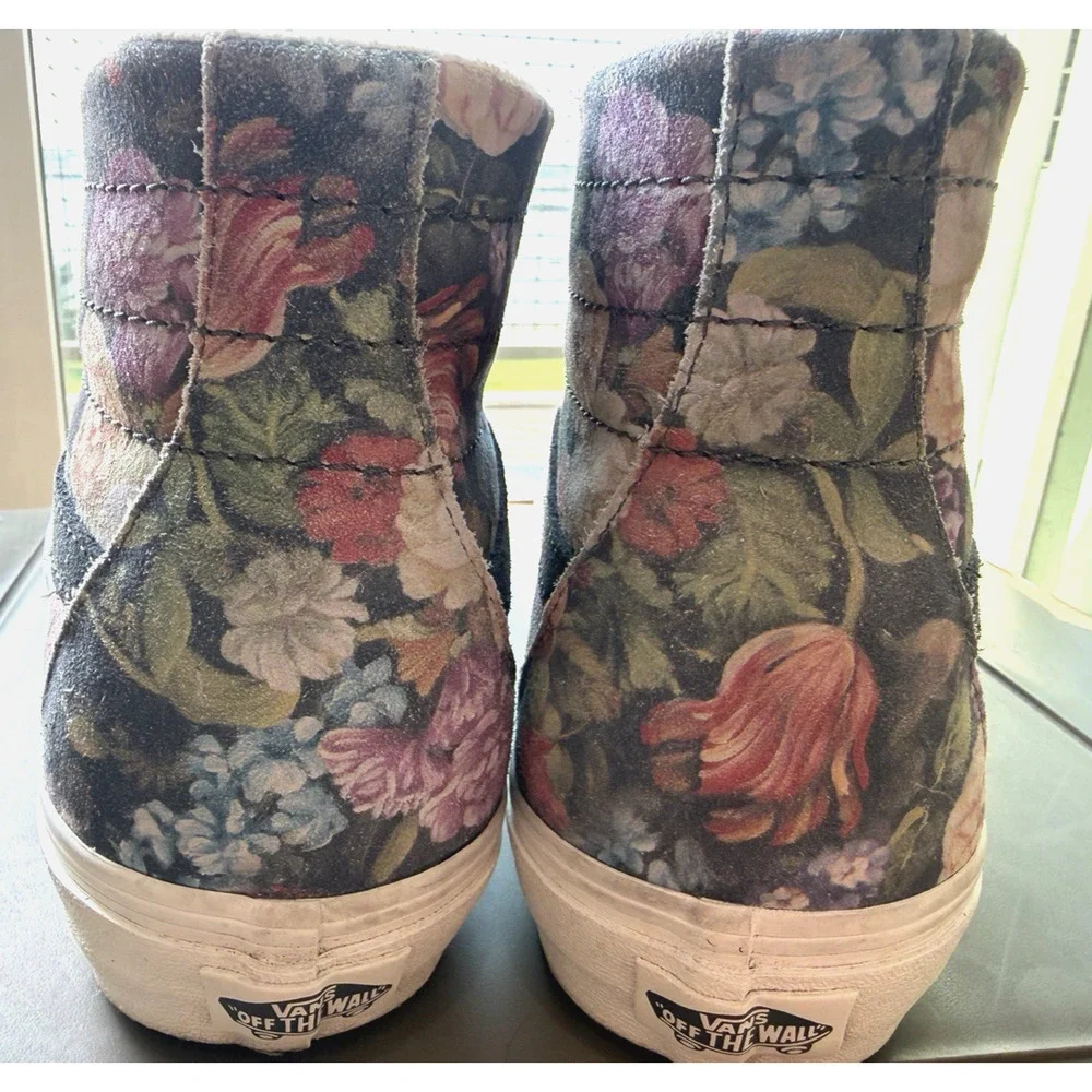 Vans Sk8-Hi Off the wall Floral Suede Canvas Sneaker Grey multicolor W-11 M-9.5